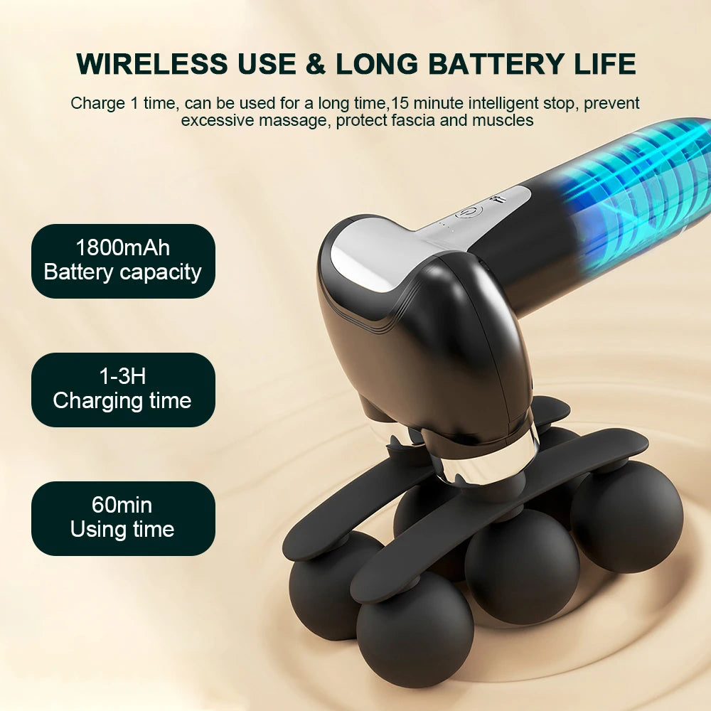 6-Head Handheld Fascia Massage Gun with High-Frequency Vibration