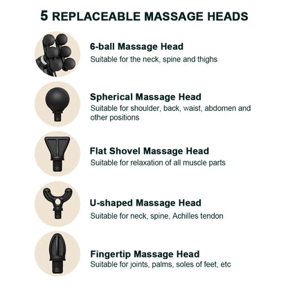 6-Head Handheld Fascia Massage Gun with High-Frequency Vibration