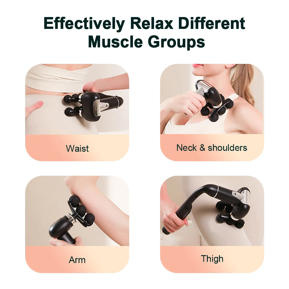 6-Head Handheld Fascia Massage Gun with High-Frequency Vibration