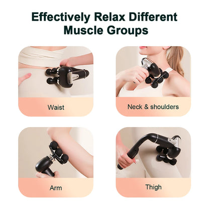 6-Head Handheld Fascia Massage Gun with High-Frequency Vibration