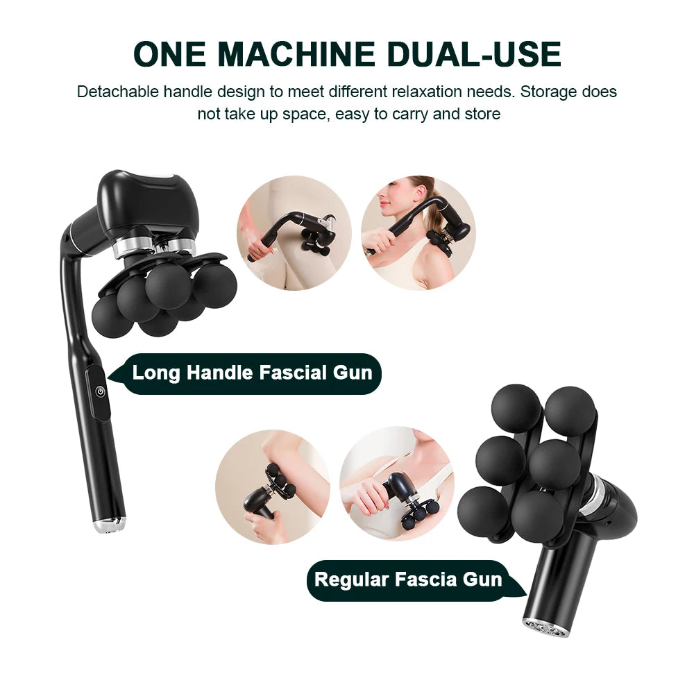 6-Head Handheld Fascia Massage Gun with High-Frequency Vibration
