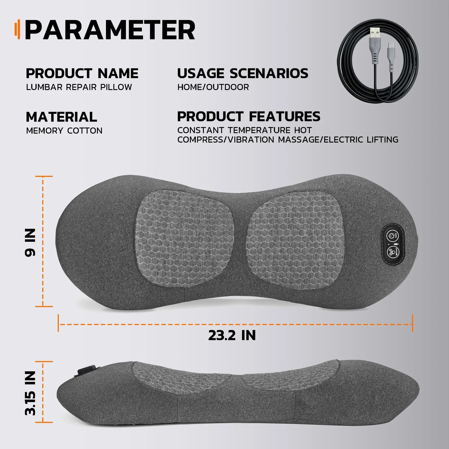 3-in-1 Heated Back Massager with Vibration & Traction