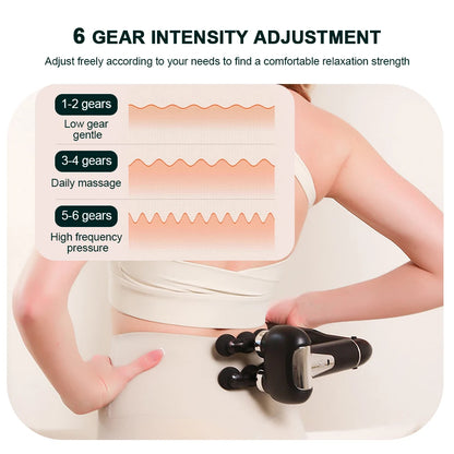 6-Head Handheld Fascia Massage Gun with High-Frequency Vibration