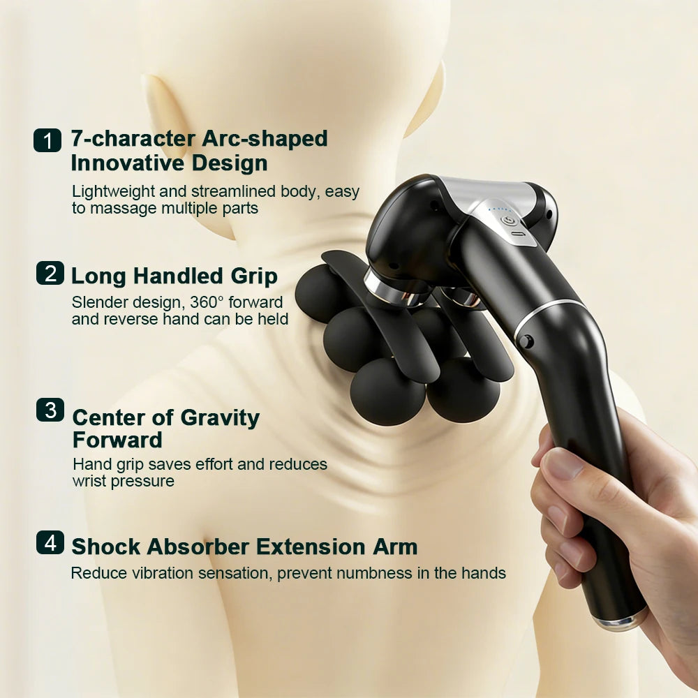 6-Head Handheld Fascia Massage Gun with High-Frequency Vibration