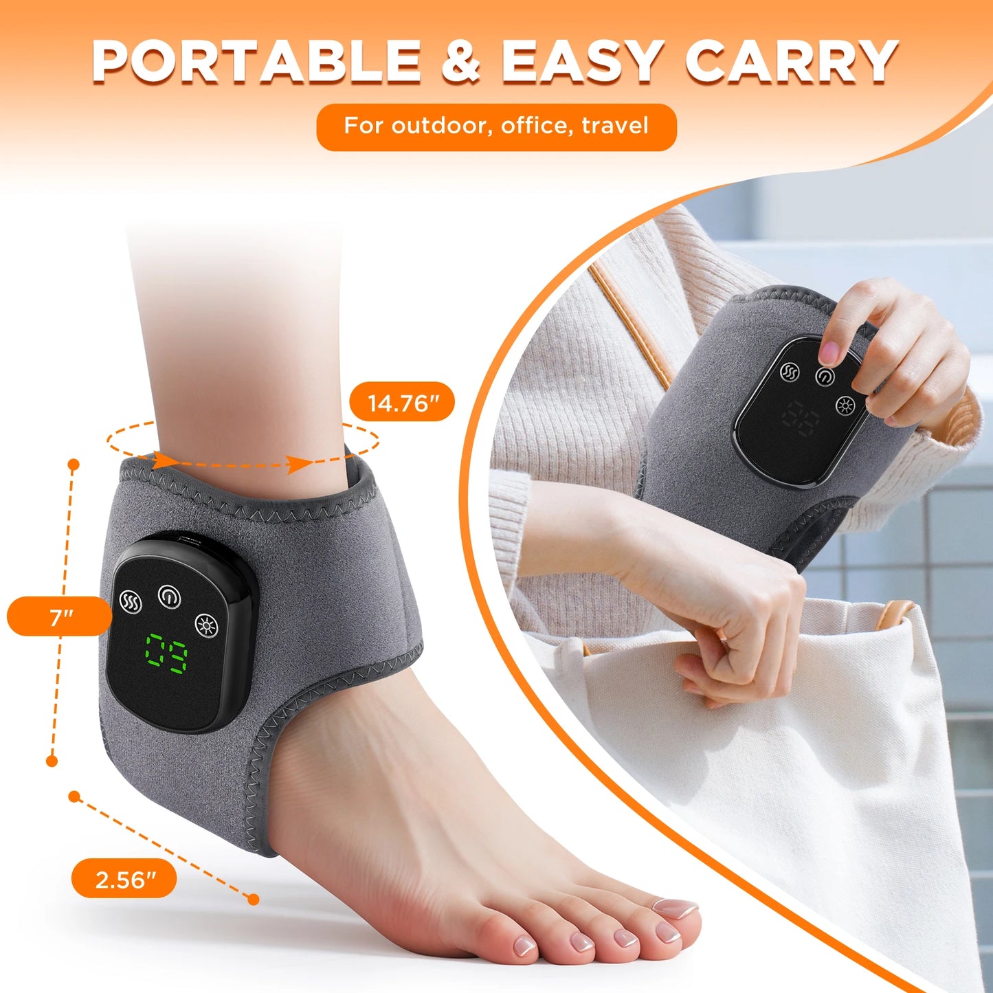 Electric Ankle & Foot Massager with Heat & Vibration